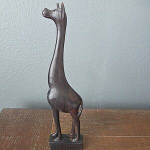 Vintage Handcarved Giraffe Wood Sculpture, Unique Piece, Approx 12" H X 2" W